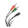 Cable auxiliar 2 plug 3,5 mm a jack 3,5 mm TRRS de 17 cm