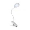 Lámpara LED de luz fría, neutra o cálida, con cuello flexible, pinza y batería recargable