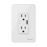 Doble contacto Wi-Fi* y cargador USB, con placa para pared