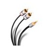 Cable plug 3,5 mm a 2 plug RCA de 90 cm, ultradelgado y conectores reforzados